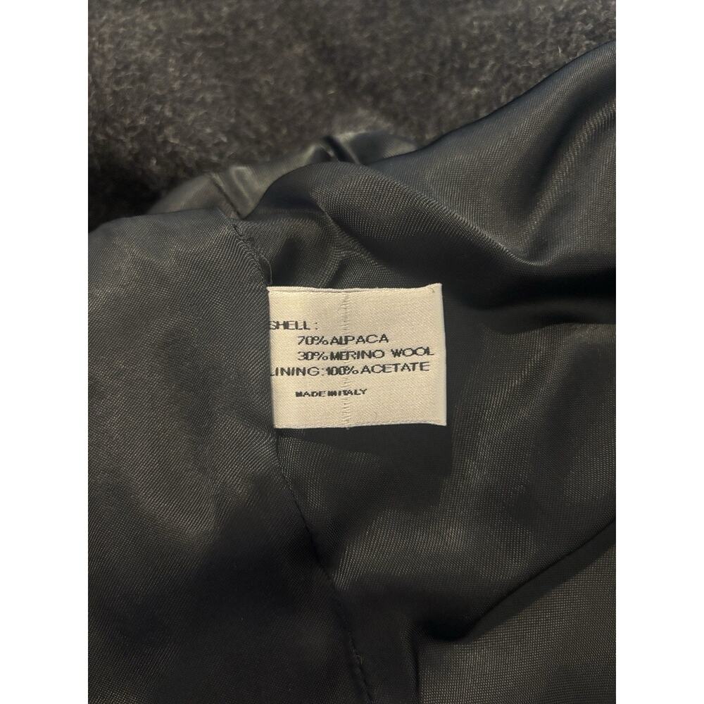 Bill Blass Coat Womens 14 Black Textured Alpaca Merino Wool Italian Overcoat - Picture 5 of 6